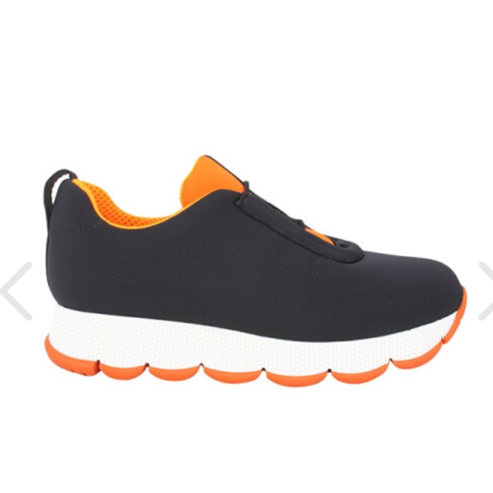 PRADA Black/Orange Fabric Casual Sneakers Size 39